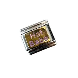 Pink "Hot Babe" Italian Charm Bracelet Link 9mm Stainless Steel Y2K NEW